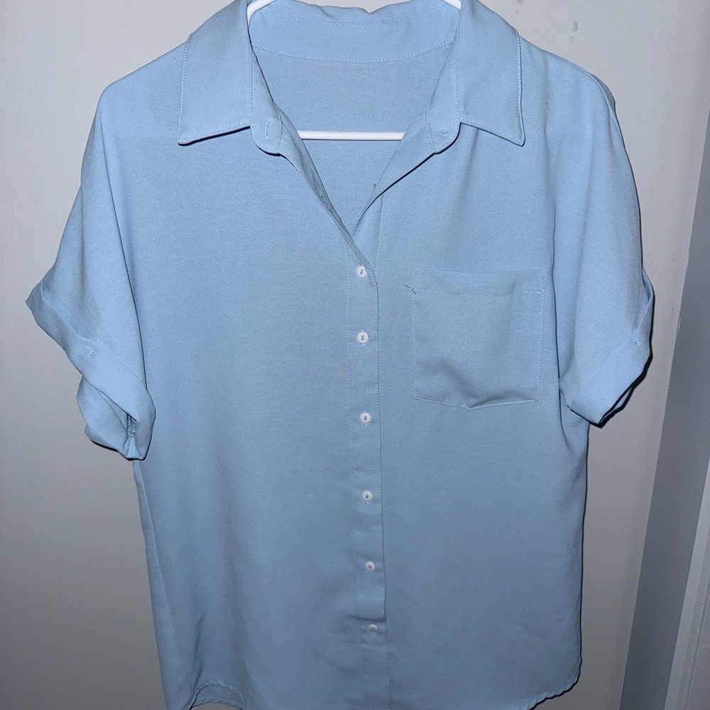 Light Blue Short Sleeve Button-Up Shirt